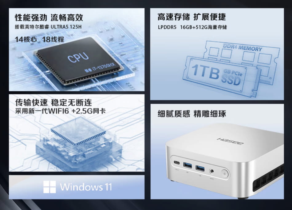 神舟战神mini U5S迷你主机上架京东：酷睿Ultra5加持，1TB大存储定价3799元